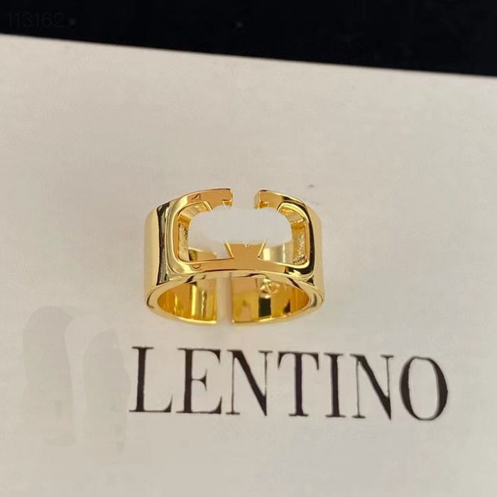 Wholesale Letter adjustable open ring fashionable niche design brass material ring