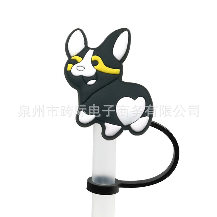 Wholesale 10pcs Silicone Cartoon Puppy Straw Cover JDC-SCR-KuaJ007