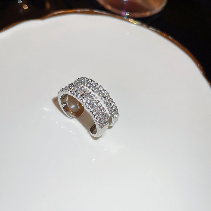 Wholesale Zircon diamond geometric love open ring sweet niche fresh index finger ring fashion high-end jewelry