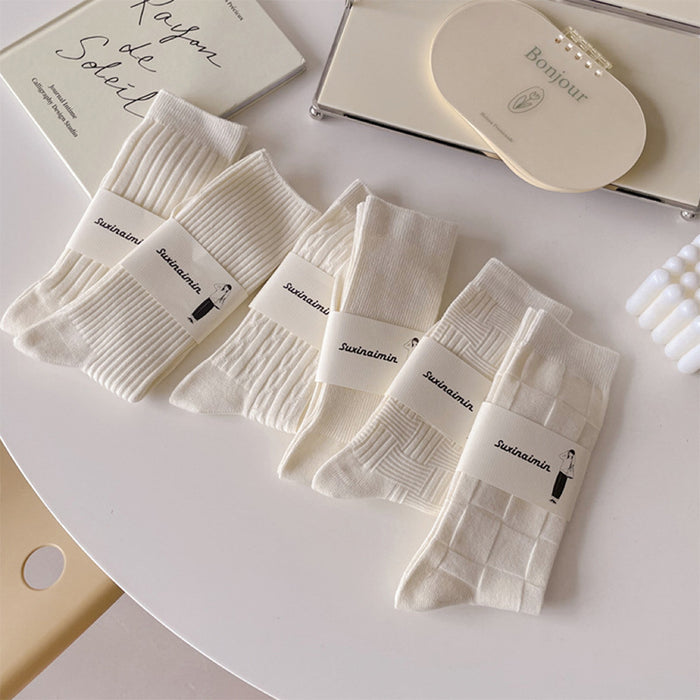 Wholesale Mid length socks, pure cotton socks, stacked socks, simple solid color long socks