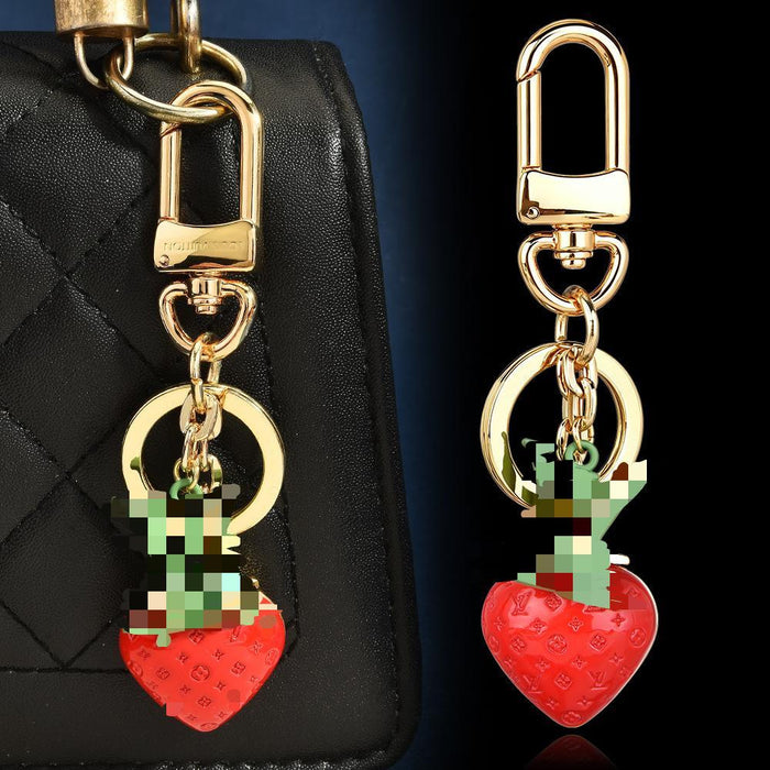 Wholesale Fresh Strawberry Bag Charm Keychain Alloy Gold Plated Women S Purse Pendant Everyday Gift Accessory