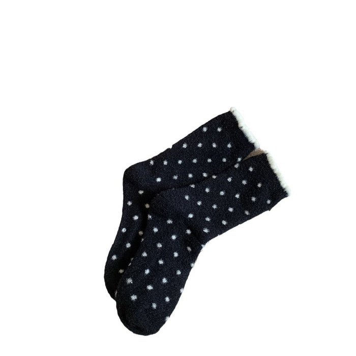 Wholesale Autumn and winter socks, children's polka dot mid tube socks, heat storage and warm sleep socks, color blocked plush women's socks