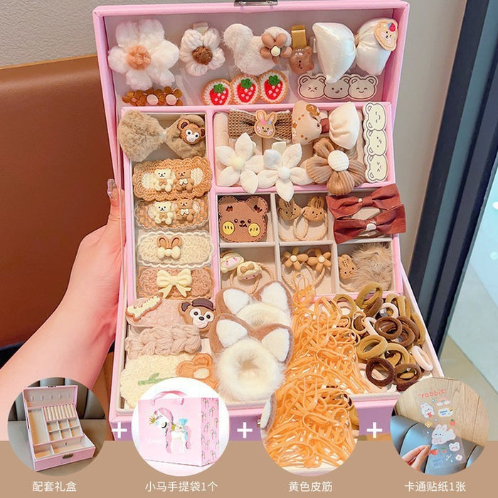 Wholesale Children' s New Headwear Girl Birthday Gift Jewelry Box Princess Girl Hair Accessories Set Gift Box Baby Hair Clip