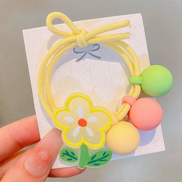 Wholesale Children's Hair Rope Cartoon Hair Rope Bear Hair Tie Cute Rubber Tendon Girls' Pony Tail Headwear Little Girls' Hair Ring Hair Accessories