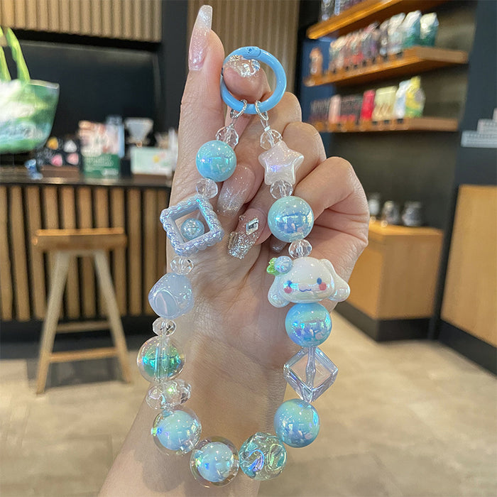 Wholesale Cartoon Cat Beaded Phone Strap Keychain