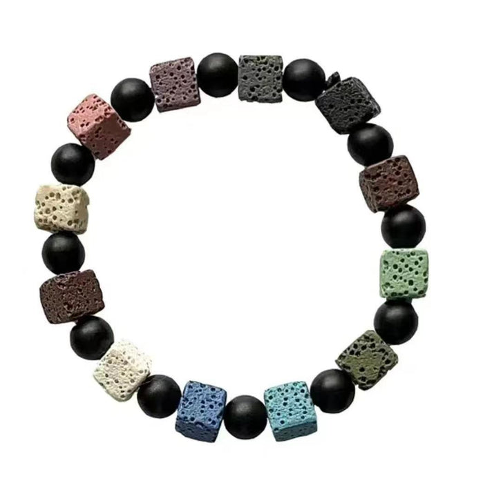 Wholesale Black Eight Dice Volcanic Stone Bracelet JDC-BT-CAJB001