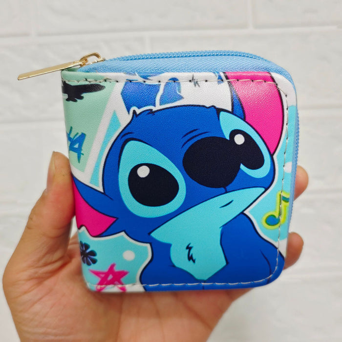 Wholesale Cartoon Stitch PU Short Zipper Small Wallet 2132 Stitch Wallet Printed Clutch Bag JDC-WT-DengX005