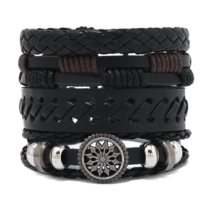 Wholesale 4pieces/pack Personalized Braided Four-piece Leather Bracelet JDC-BT-XH027