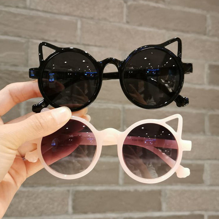 Wholesale Cute Round Frame Cat Ears PC Children's Sunglasses JDC-SG-Fuxin002