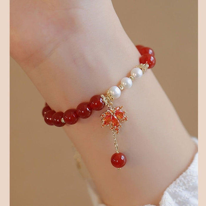 Wholesale Maple leaf bracelet,  women' s glass bracelet