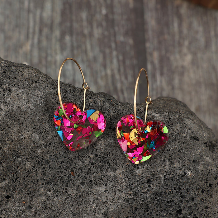 Wholesale Sparkling transparent heart-shaped multi-color women's earrings and earrings