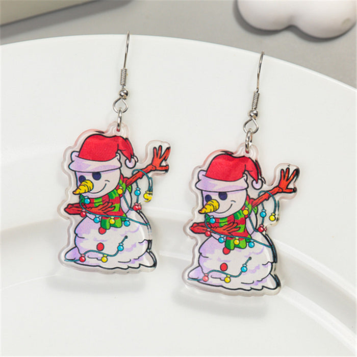 Wholesale Christmas Snowman Print Earrings JDC-ES-ChouD026