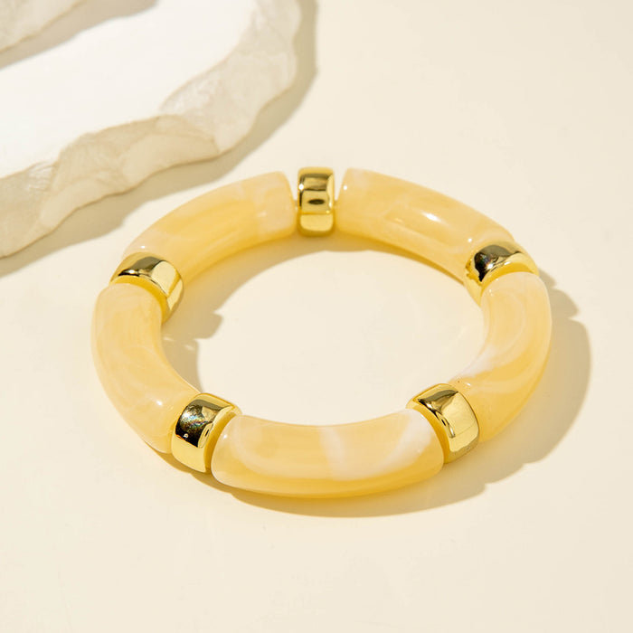 Wholesale Personalized acrylic curved tube bracelet curved bamboo tube halo retro marble bracelet