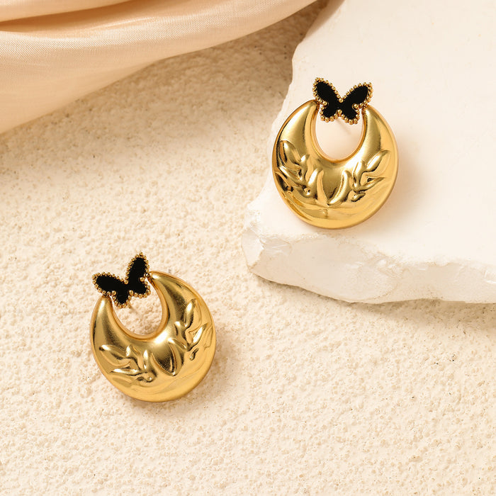 Wholesale Metal style butterfly earrings stainless steel geometry