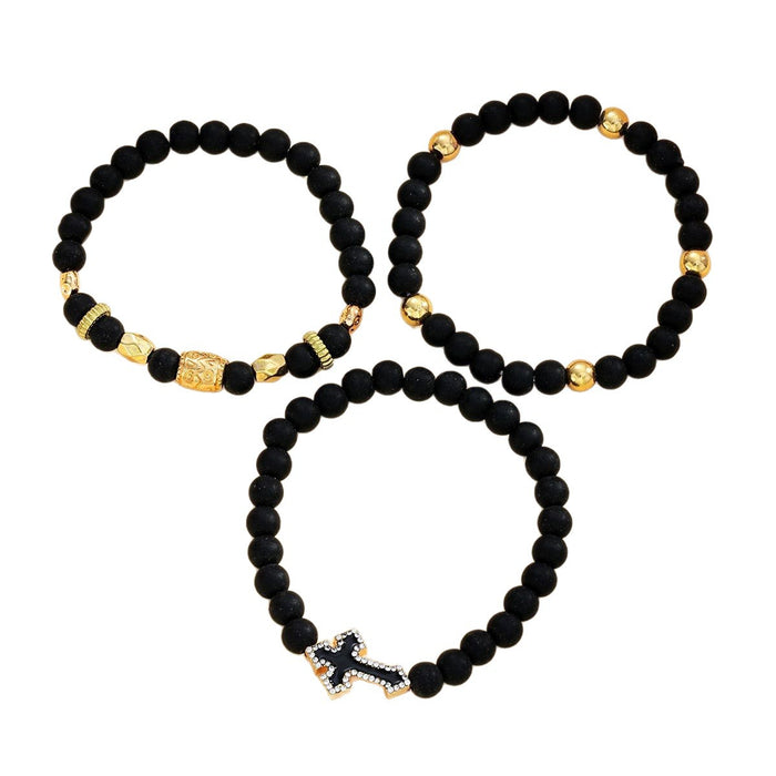 Wholesale Handmade Beaded Bracelet with Diamond-studded Cross