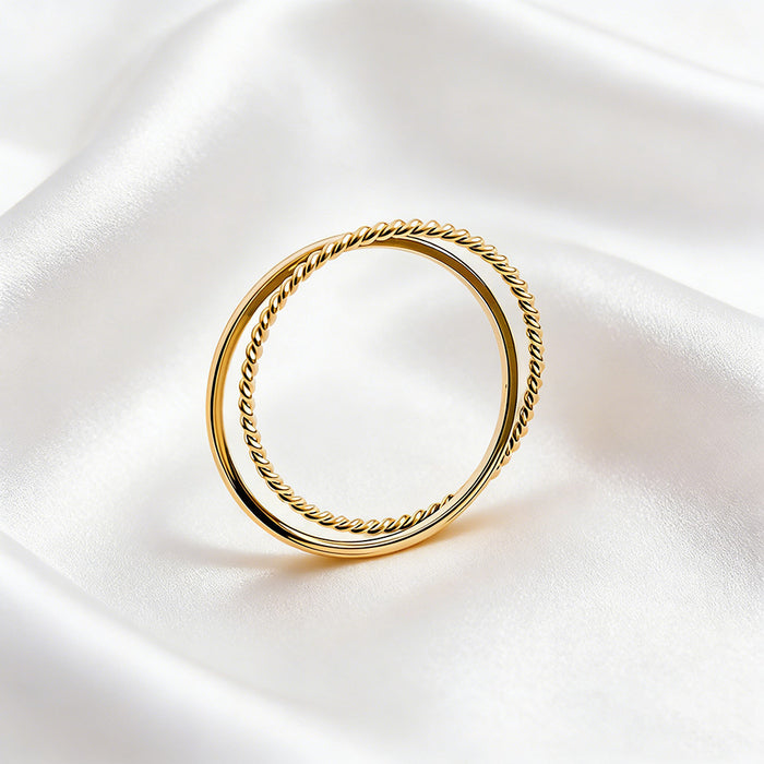 Wholesale Titanium Steel Twist Rings Plain Double Ring