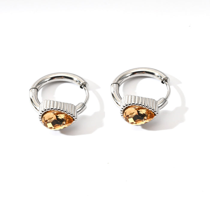 Wholesale Stainless steel heart-shaped earrings with niche temperament, fashionable personality, light luxury, heart studded diamond earrings wholesale