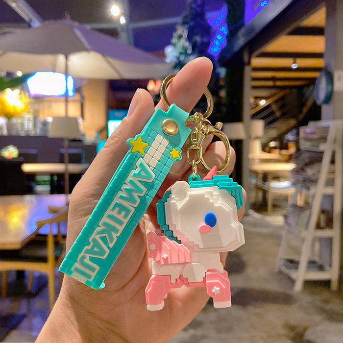 Wholesale Building Block Pony PVC Keychain JDC-KC-YD082