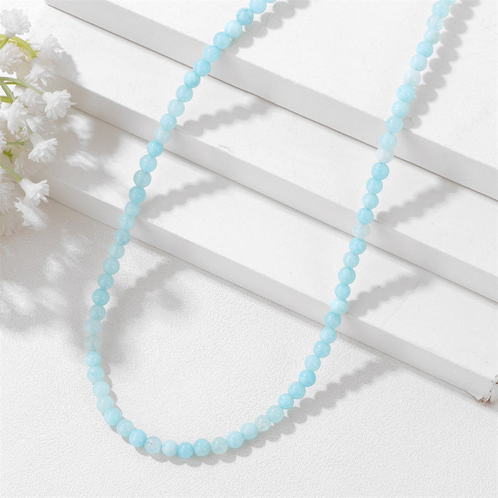 Wholesale 4mm stone bead necklace with stainless steel lobster clasp choker length