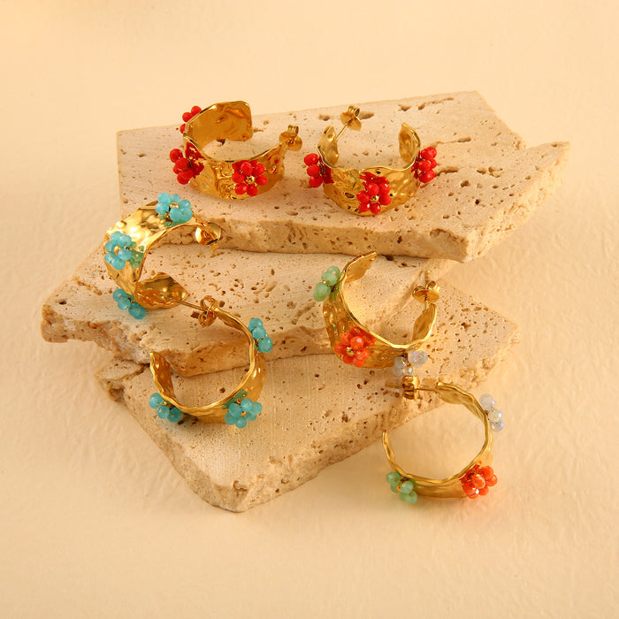 Wholesale Original design, personalized stainless steel earrings with small flowers, simple and fashionable temperament, flower earrings wholesale