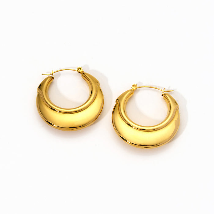 Wholesale Peach heart stainless steel hollow earrings with fashionable temperament, geometric smooth surface earrings, color preservation electroplating