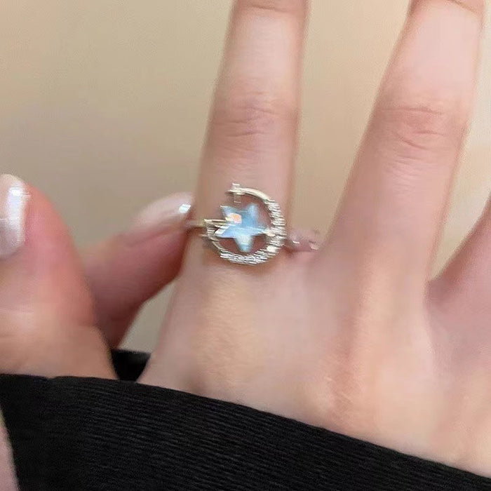 Wholesale Star zircon ring, light luxury, high-end temperament, fashionable personality, versatile tail ring