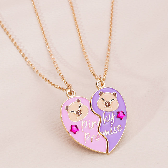 Wholesale New Cute Cartoon Animation Necklace Alloy Drip Oil Love Splicing Magnetic Pendant Accessories