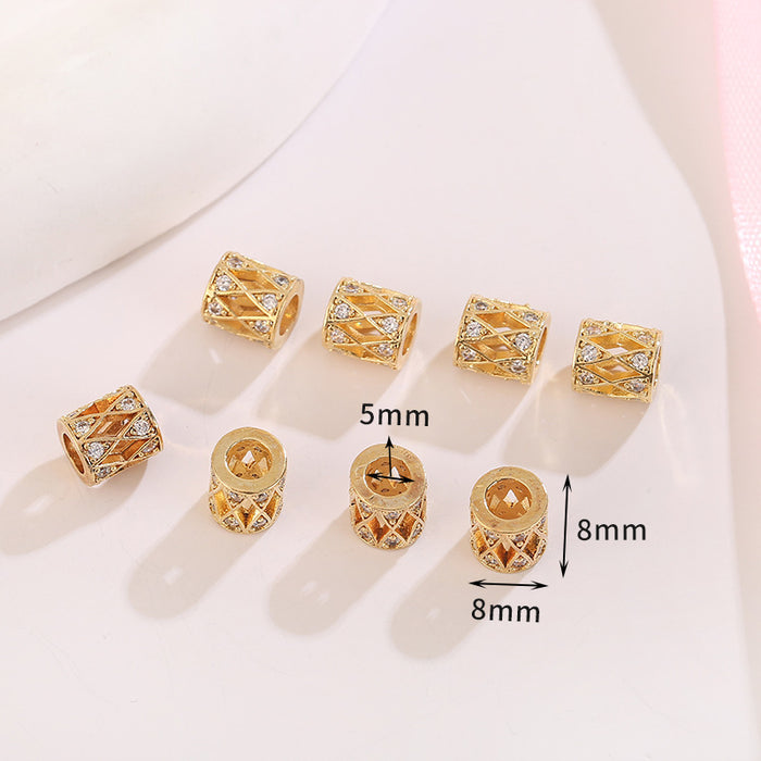 Wholesale 10pcs Copper Plated 18K Real Gold Micropaved Zircon Hollow Spacer Beads JDC-BDS-NanT005