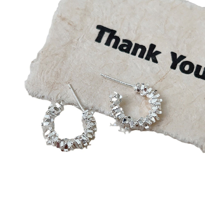 Wholesale silver Broken Silver C- shaped Earrings Women's Four Seasons  Ear