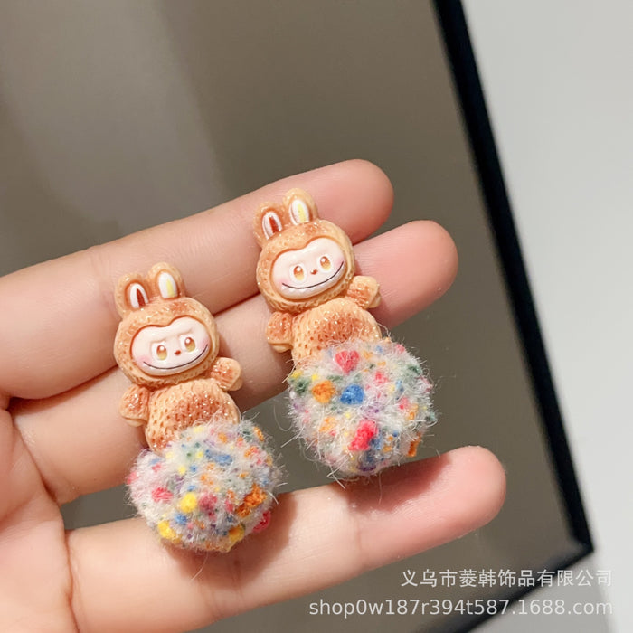 Wholesale Fashionable furry cute earrings 925 silver needle