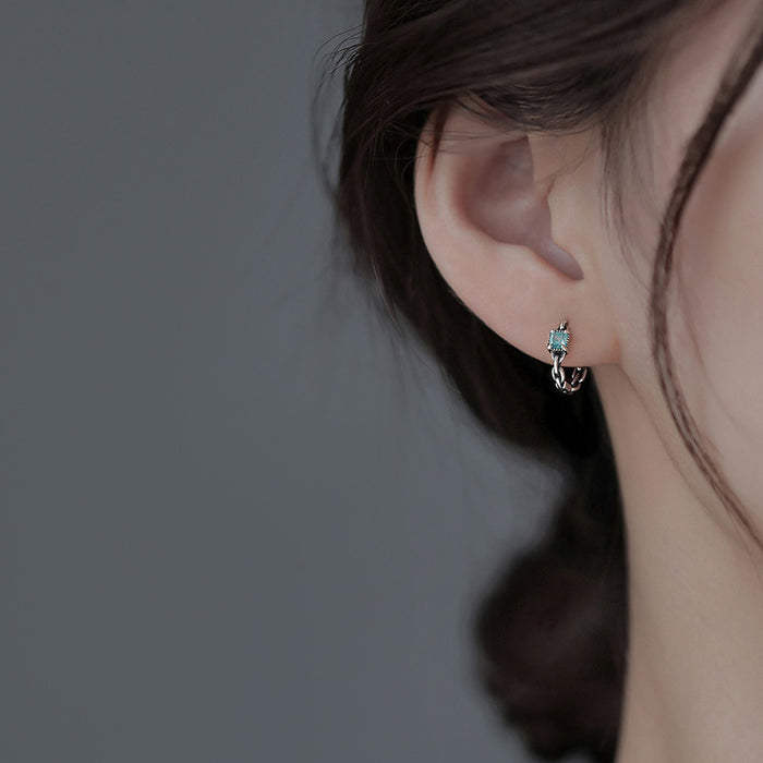 Wholesale geometric mint cube hoop earrings