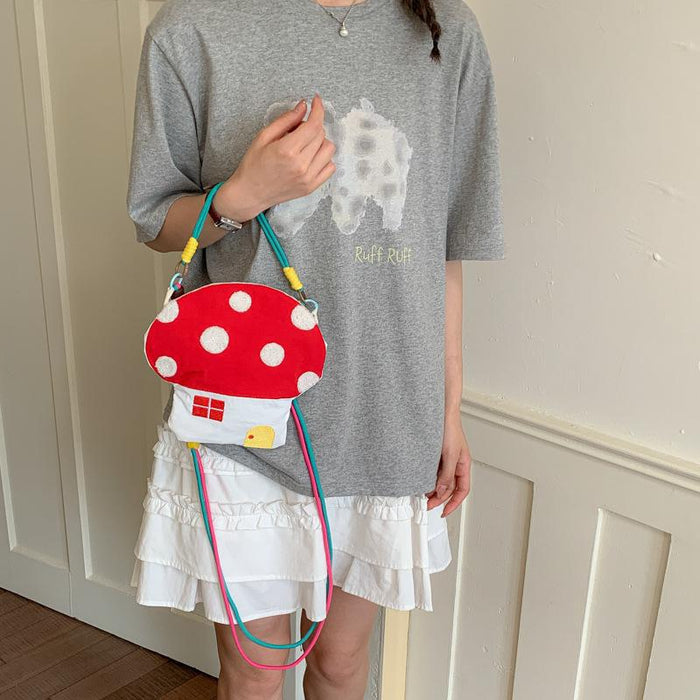 Wholesale Cute Hedgehog Embroidery Nylon Crossbody Phone Bag Shoulder Bag Fashion Accessory Gift