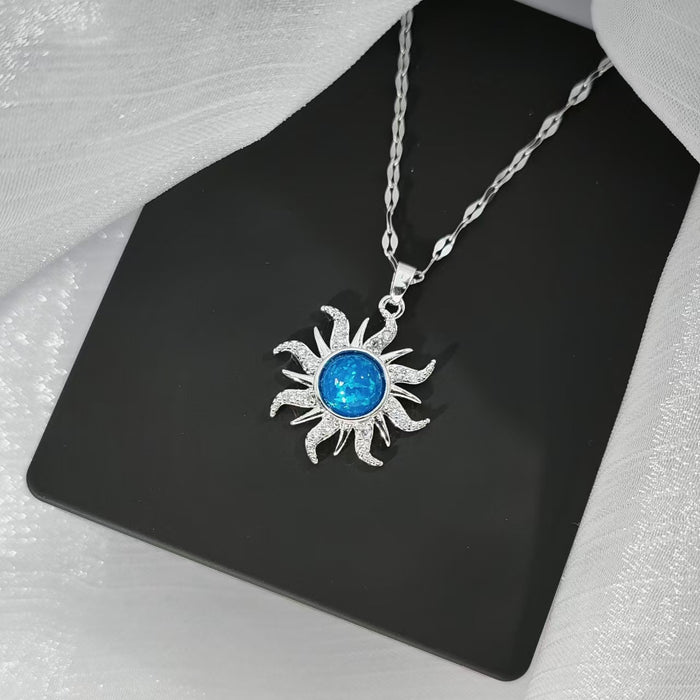 Wholesale New Sun Totem Necklace Vintage Style Micro Inlaid Pendant Clavicle Chain