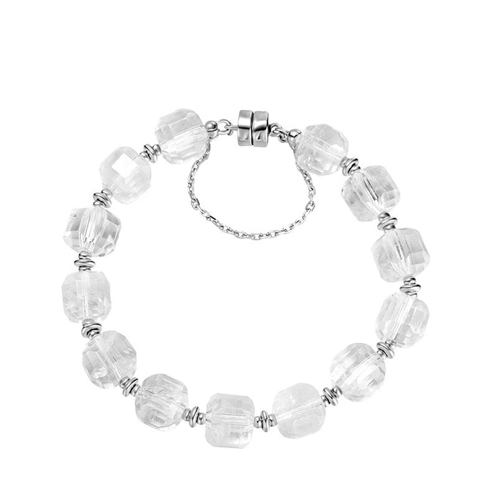 Wholesale Pure silver bracelet, female niche design, fashionable temperament, natural white crystal magnetic chain buckle bracelet