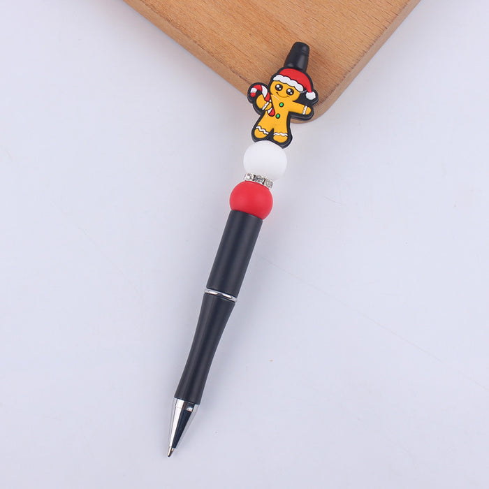 Wholesale Cartoon Christmas Santa Claus Silicone Plastic Bead Pen JDC-PN-GuangTian011