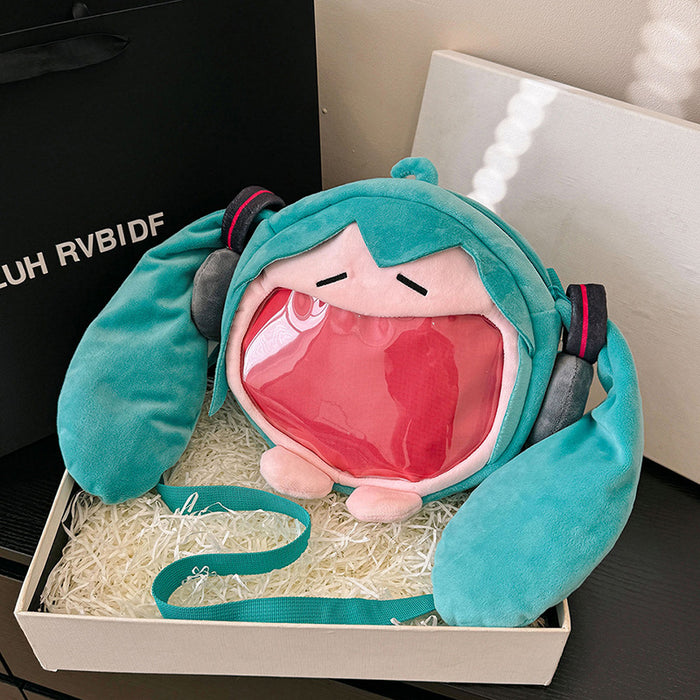 Wholesale cute cartoon plush messenger bag funny soft sister pain bag