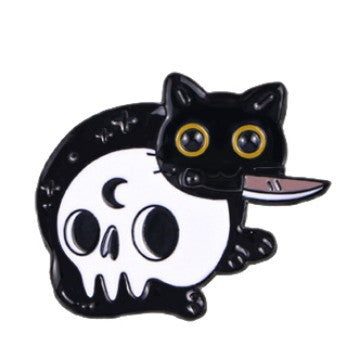 Wholesale  black cat skull cartoon brooch cute cat sweet collar pin metal badge