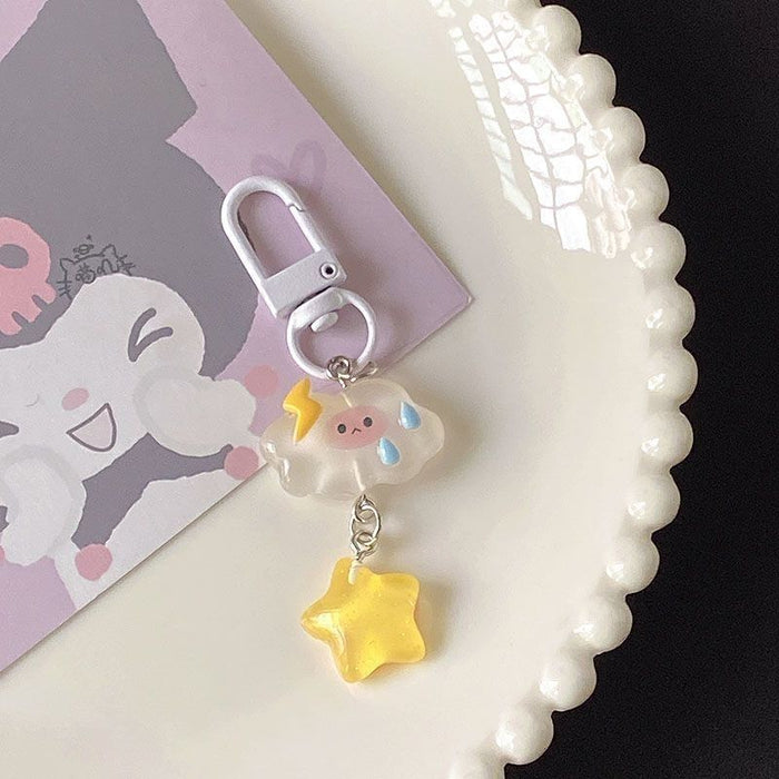 Wholesale Luminous Ice transparent thin flash keychain stars clouds cartoon girl heart student schoolbag ornaments girlfriends