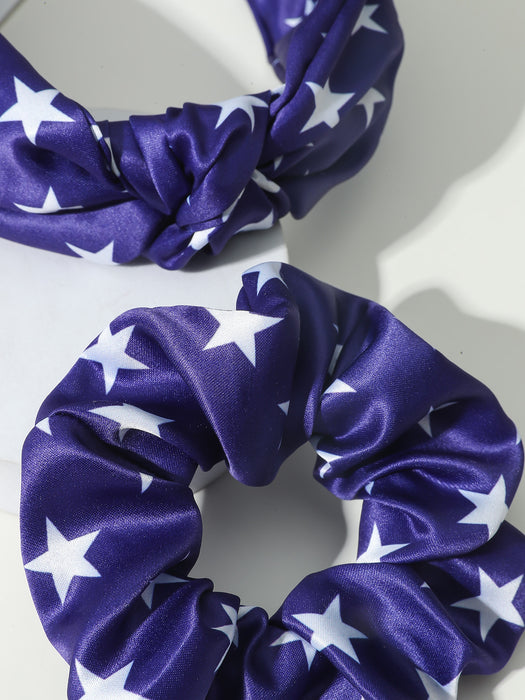 Wholesale Fabric Independence Day Knotted Fabric Headband Combo Set JDC-HD-ZheZ008