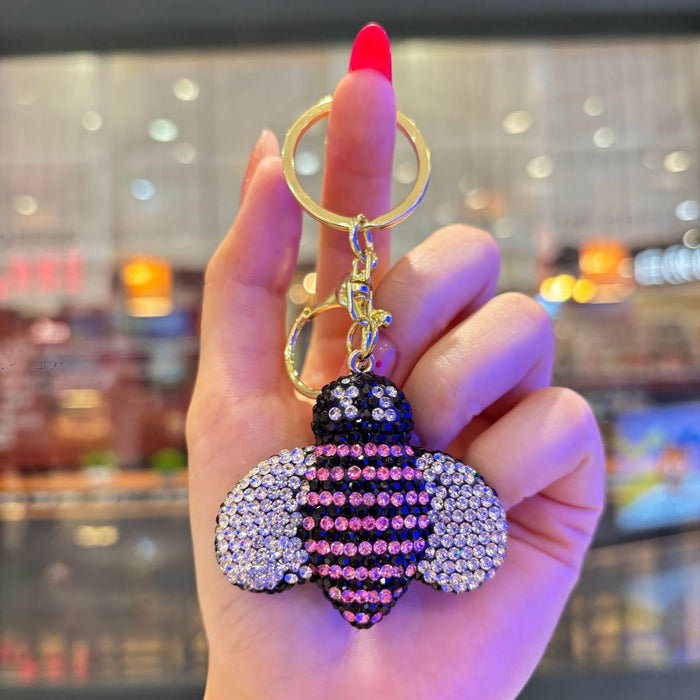Wholesale 3D Rhinestone Bee Keychain For Women Party Bag Charm Decorative Accessory