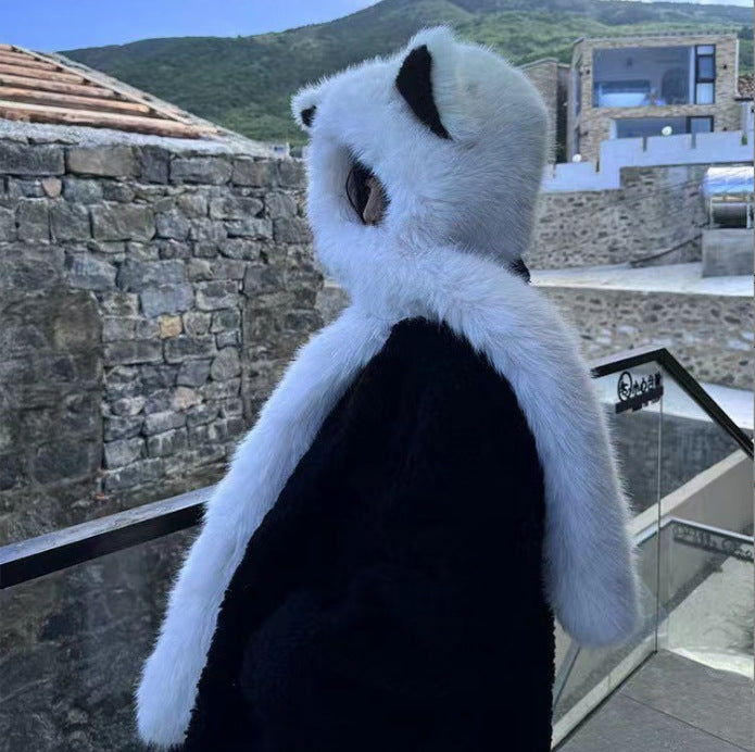 Wholesale Thickened anti cold plush fox ear hat, women's winter scarf in one new style for warmth