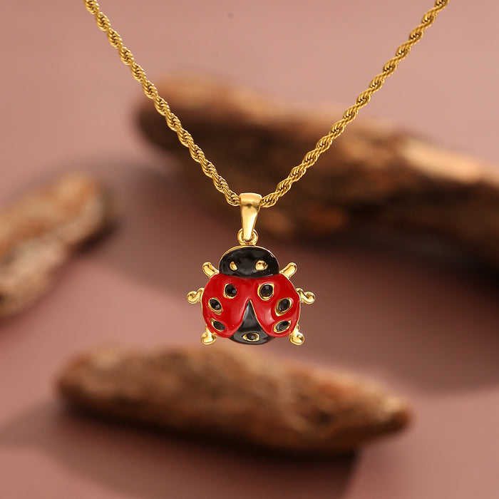 Wholesale Colorful Enamel Ladybug Stainless Steel Necklace