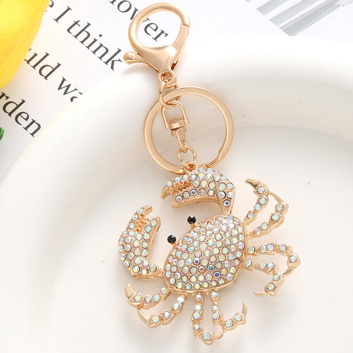 Wholesale Diamond-encrusted Metal Color Crab Alloy Keychain JDC-KC-ChaoK049