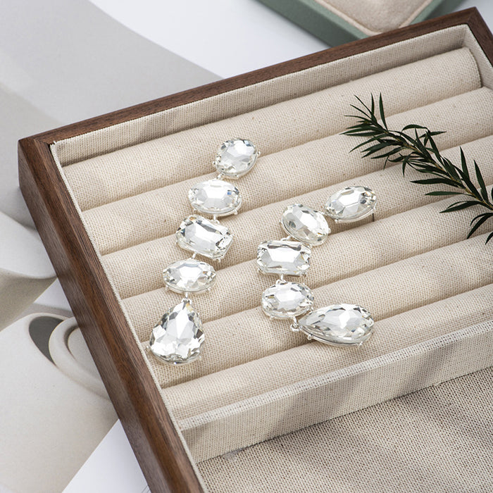 Wholesale Geometric glass diamond studded earrings