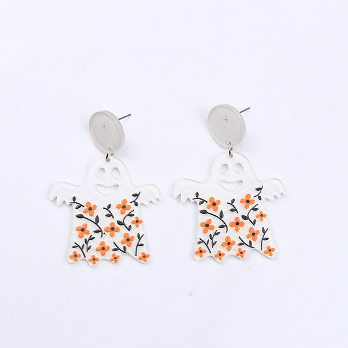 Wholesale  Earrings Earrings Fashion Personalized Acrylic Pumpkin Skull Flower Ghost Earrings Ear Jewelry