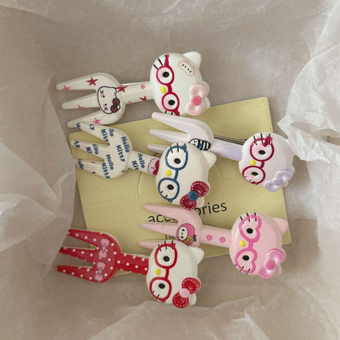 Wholesale Cat glasses fork hairpin cute duckbill hairpin hairpin hair accessories new