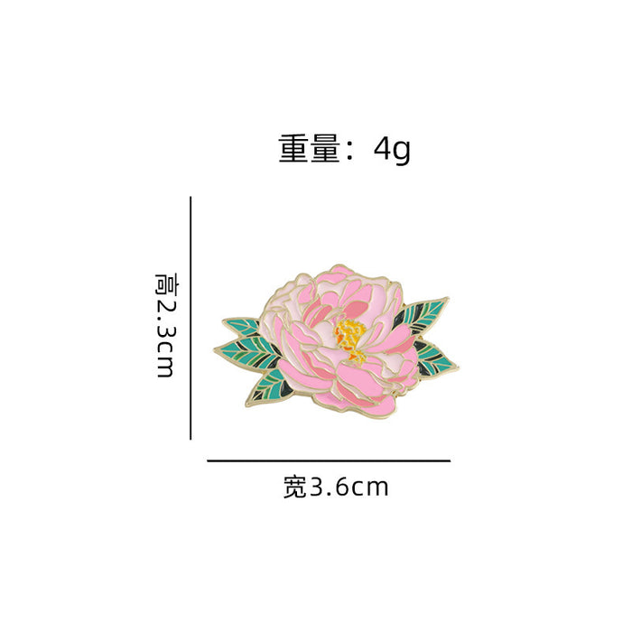 Wholesale Cute Plant Flower Brooch Cartoon Tulip Peony Metal Badge