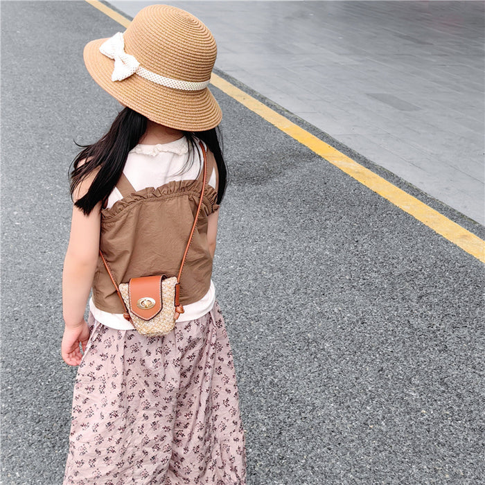 Wholesale New fashionable buckle mini bucket bag for children, girl accessories crossbody bag, headphone bag