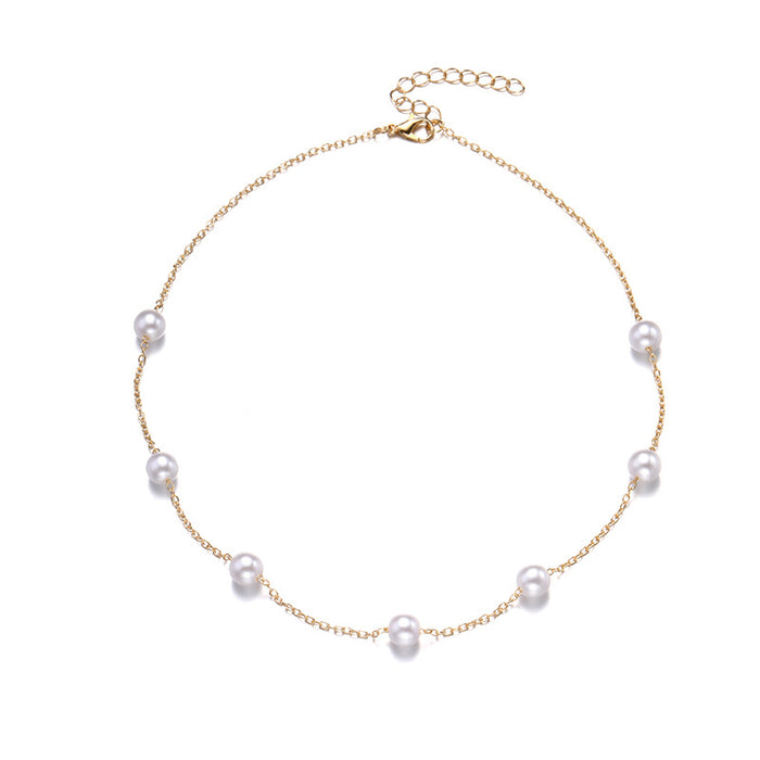 Wholesale New Jewelry Fashion Pearl Chain Necklace Simple Luxury Pearl Pendant