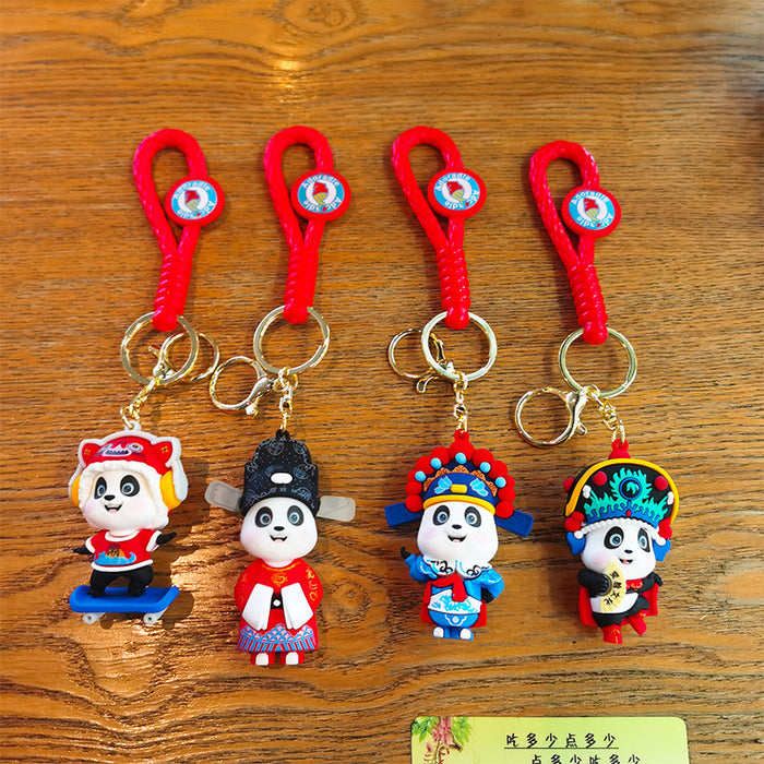 Wholesale Rubber Cartoon Doll Peking Opera Panda Keychain JDC-KC-Tingm184